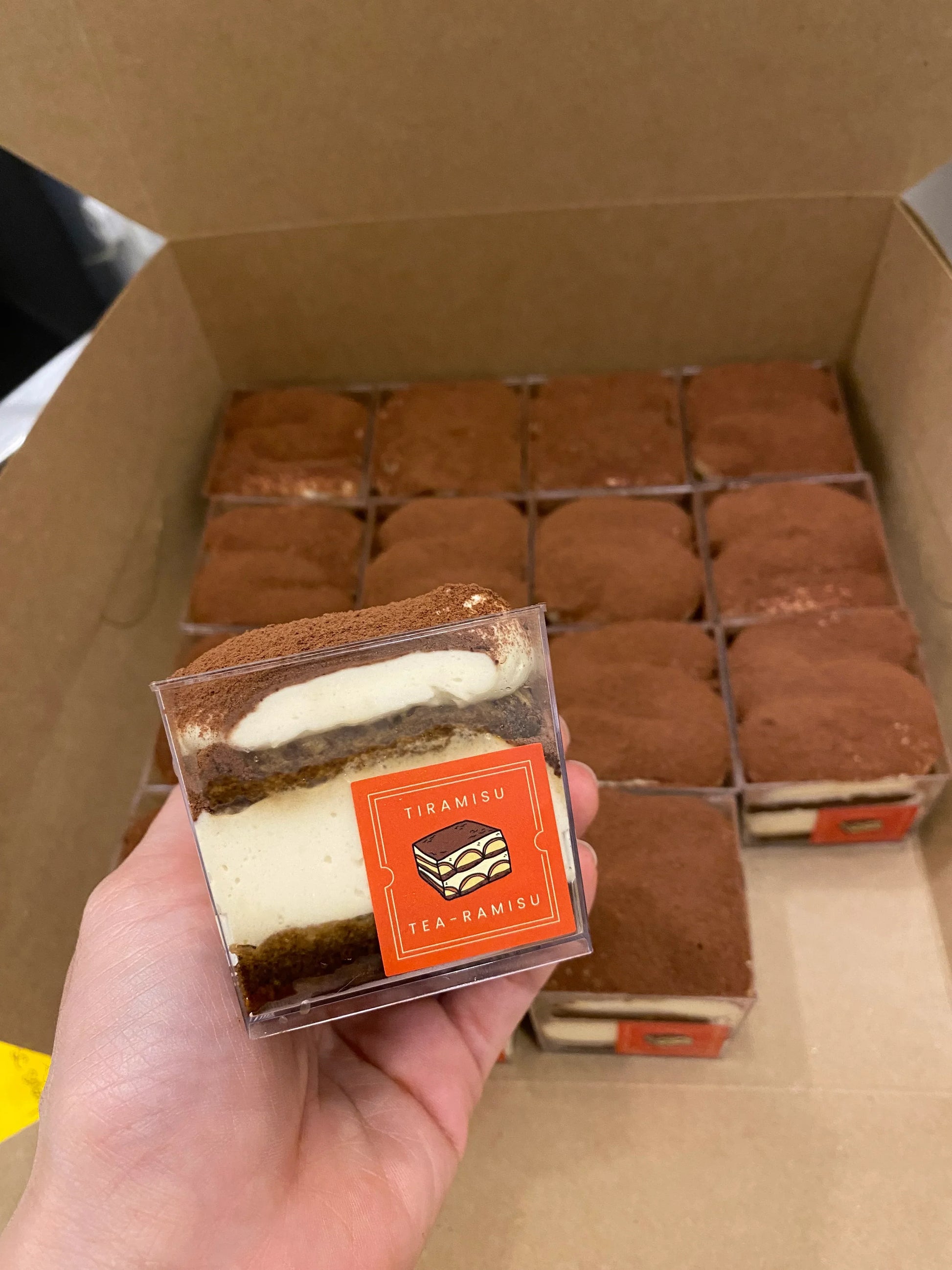 Classic tiramisu individual cups dusted with cocoa powder – handcrafted in Singapore
