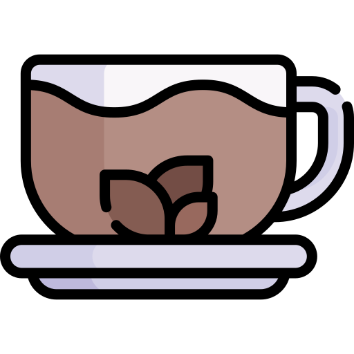 Icon of a cup of tea with a leaf without a background
